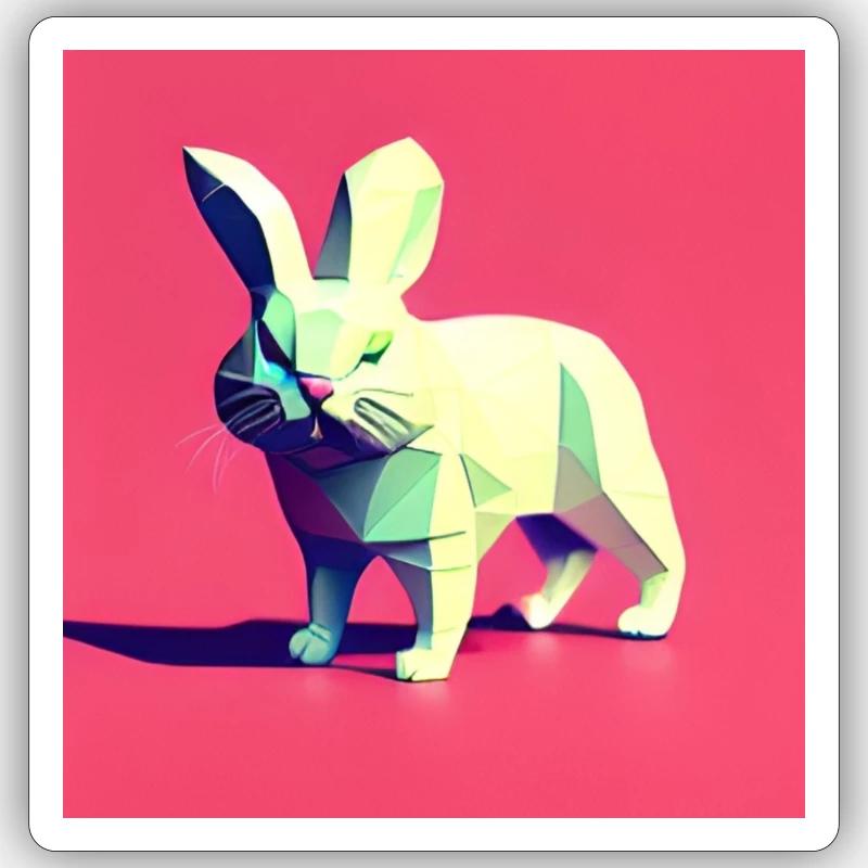 Polygonal Attentive Rabbit Sticker size S (10 x 10 cm)