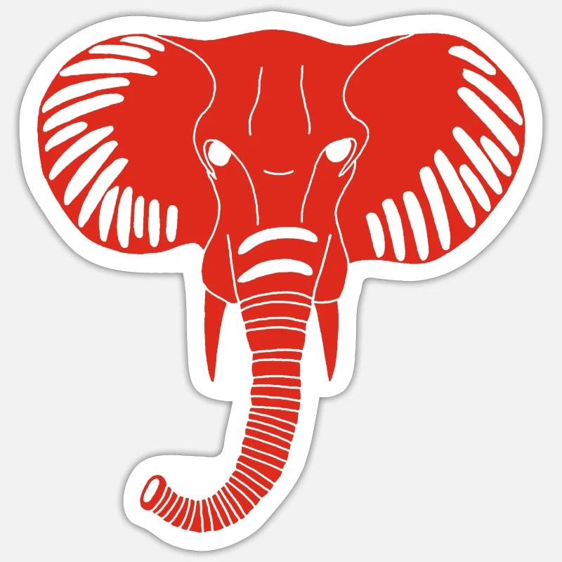 Red elephant head - Sticker size S (10 x 10 cm) - white matte