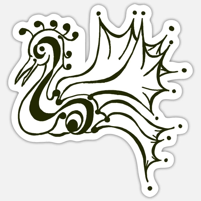 der ruhende Phönix schwarz - Sticker Größe S (10 x 10 cm) - Mattweiß