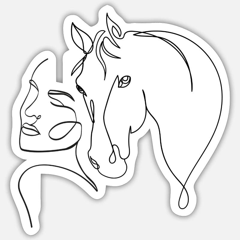 Pferde Mädchen Sticker Größe S (10 x 10 cm)