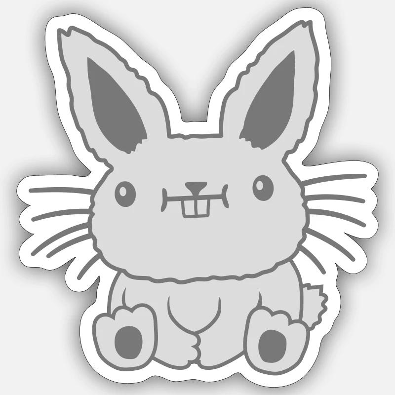 Sitzender kleiner kawaii Hase Sticker Größe S (10 x 10 cm)
