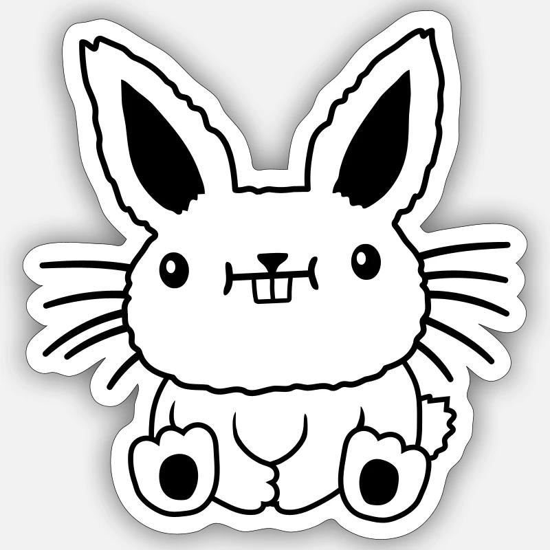 Small seated kawaii rabbit - Sticker size S (10 x 10 cm) - white matte