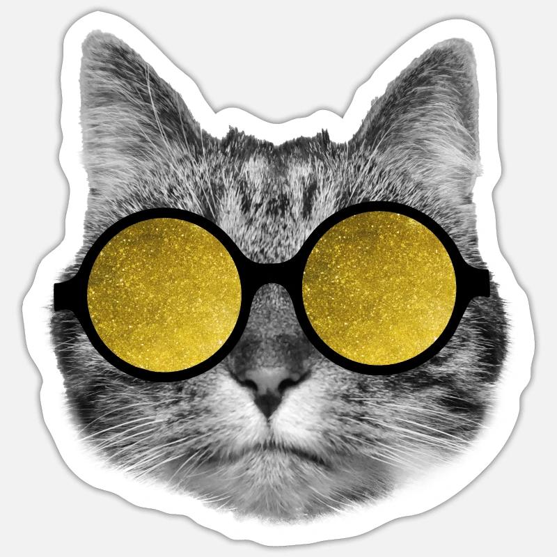 Lunettes de soleil pour chat - Sticker taille S (10 x 10 cm) - blanc mat
