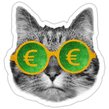 Katzengeldbrille - Sticker Größe S (10 x 10 cm) - Mattweiß - Vorne