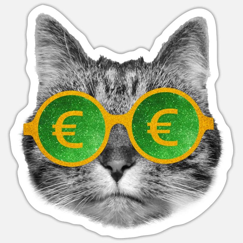 Cat money glasses Sticker size S (10 x 10 cm)