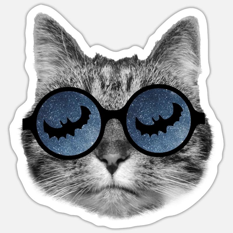Halloween Katze - Sticker Größe S (10 x 10 cm) - Mattweiß