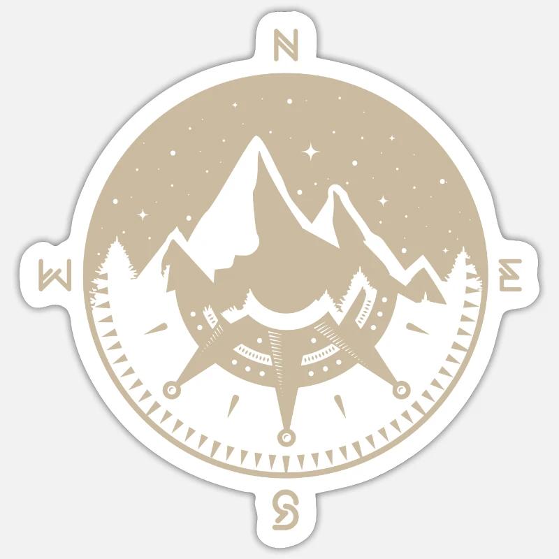 Compass Mountaineering Beige - Sticker size S (10 x 10 cm) - white matte