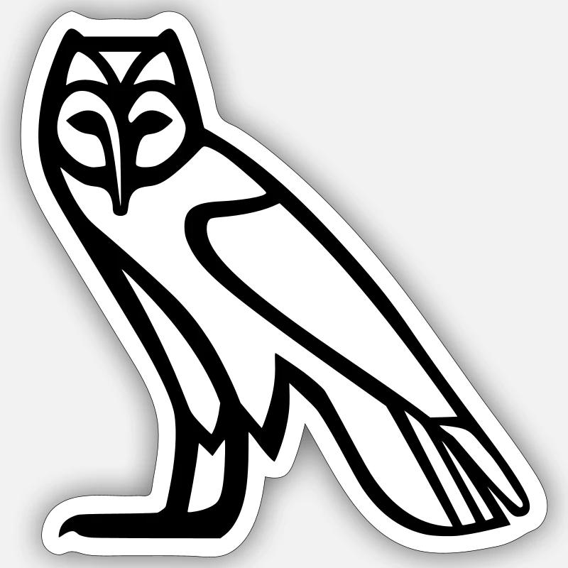 Owl hieroglyph Sticker size S (10 x 10 cm)