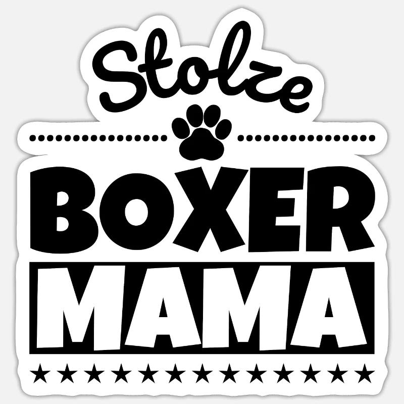 Stolze Boxer Mama - Sticker Größe S (10 x 10 cm) - Mattweiß