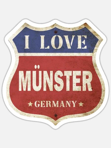Münster Deutschland Stadt I Love Vintage Retro - Sticker Größe S (10 x 10 cm) - Mattweiß