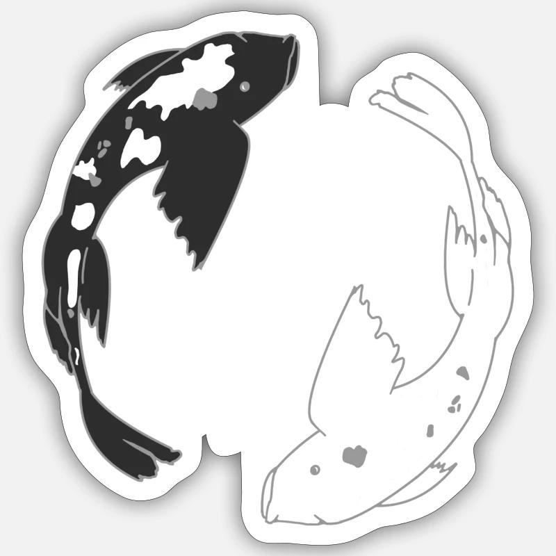 YinYang Koi fish - Sticker size S (10 x 10 cm) - white matte