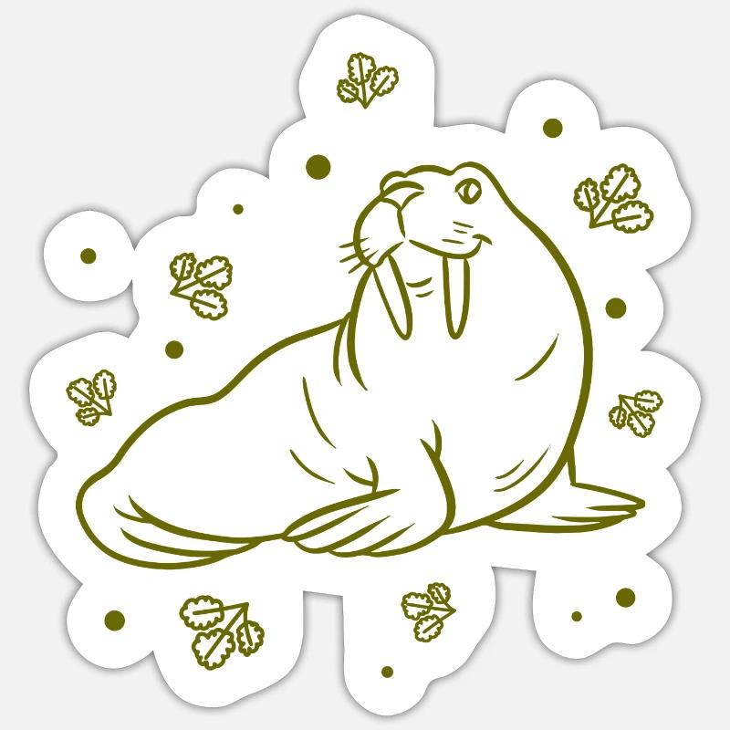 Lion de mer - Lamantin - Zoo - Sticker taille S (10 x 10 cm) - blanc mat