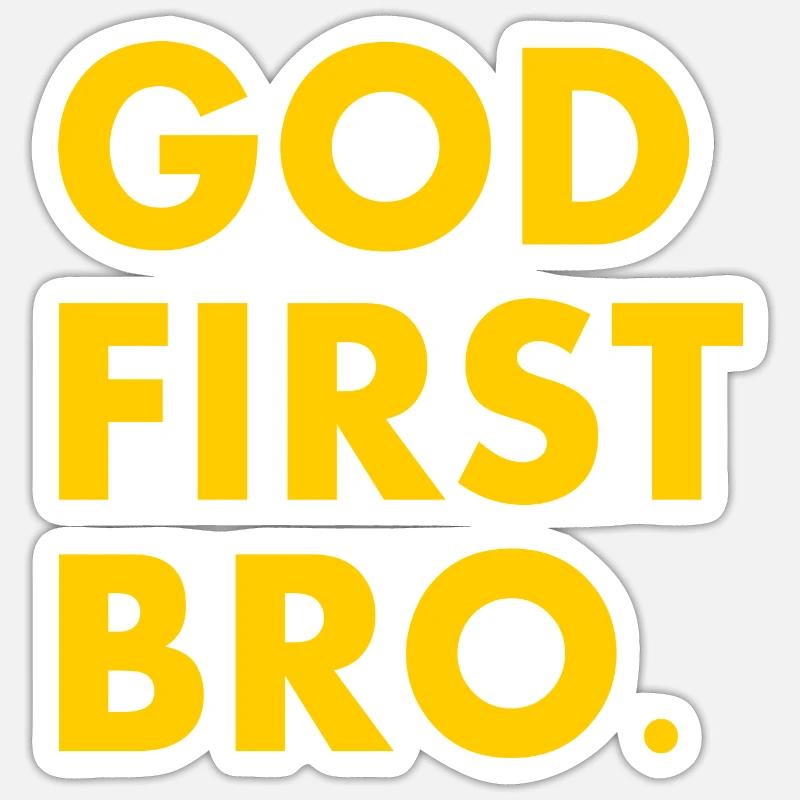 God first bro - Sticker Größe S (10 x 10 cm) - Mattweiß