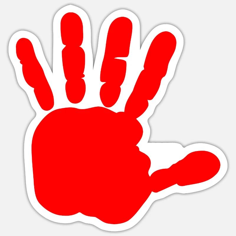 Rote hand - blut hand - BLUTIGE HAND - Sticker Größe S (10 x 10 cm) - Mattweiß