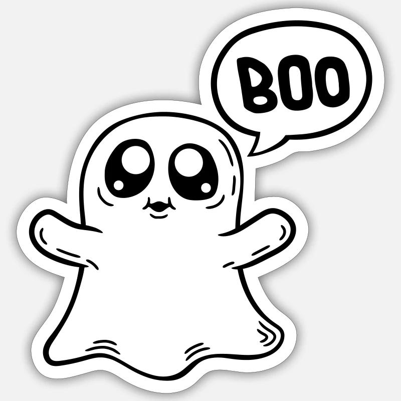 Scaring Ghost Boo - Sticker size S (10 x 10 cm) - white matte