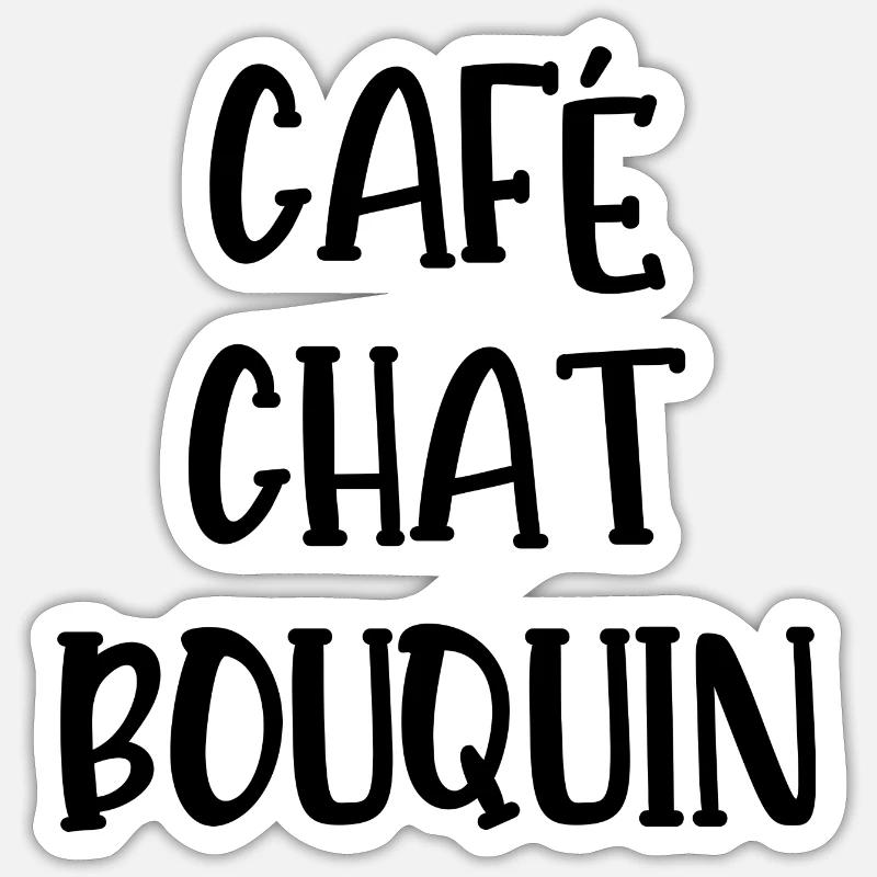 café chat bouquin Sticker taille S (10 x 10 cm)