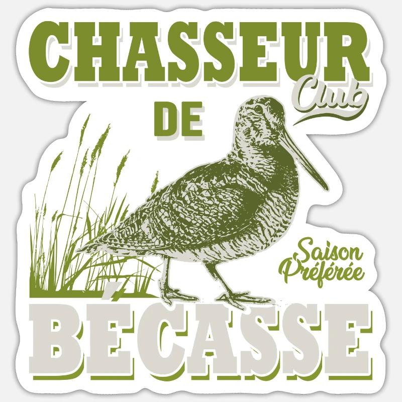 Chasseur de bécasse cadeau cool chasse chasser - Sticker taille S (10 x 10 cm) - blanc mat