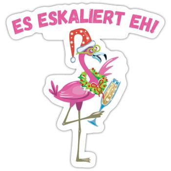 Vogel Lustiges Geschenk Party Rosa Flamingo - Sticker Größe S (10 x 10 cm) - Mattweiß - Vorne