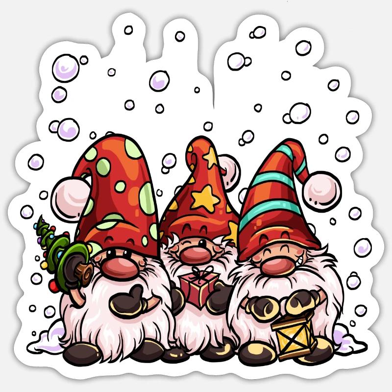 Elfes de Noël - Sticker taille S (10 x 10 cm) - blanc mat