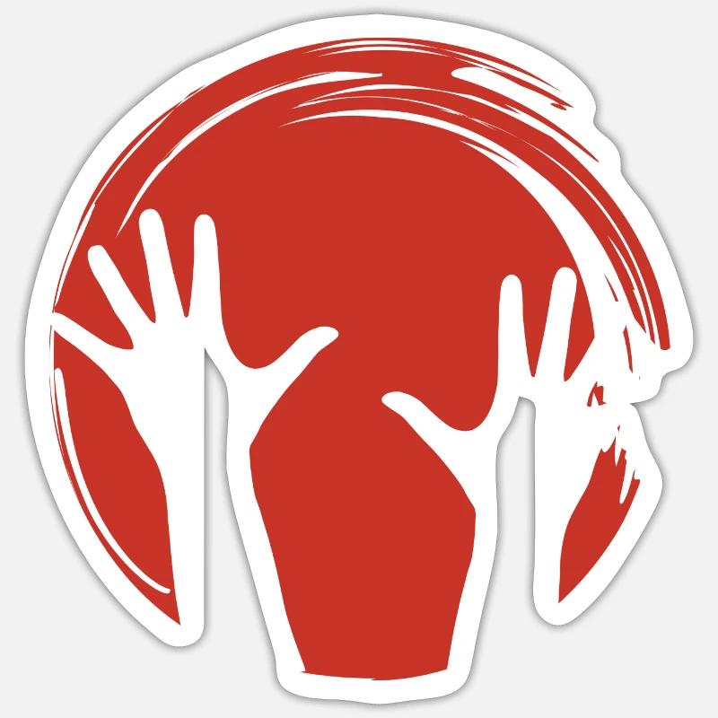 Hands Silhouette Red Circle - Sticker size S (10 x 10 cm) - white matte