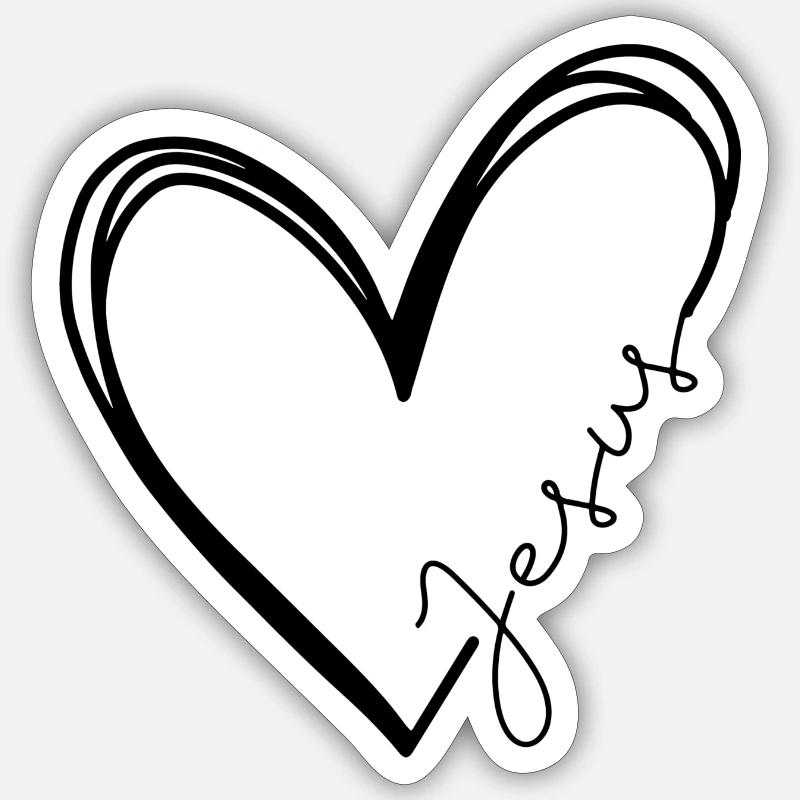 Das Herz Jesu - Sticker Größe S (10 x 10 cm) - Mattweiß