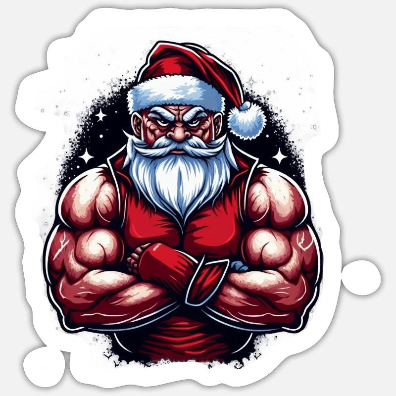 Bodybuilder Santa Sticker Größe S (10 x 10 cm)