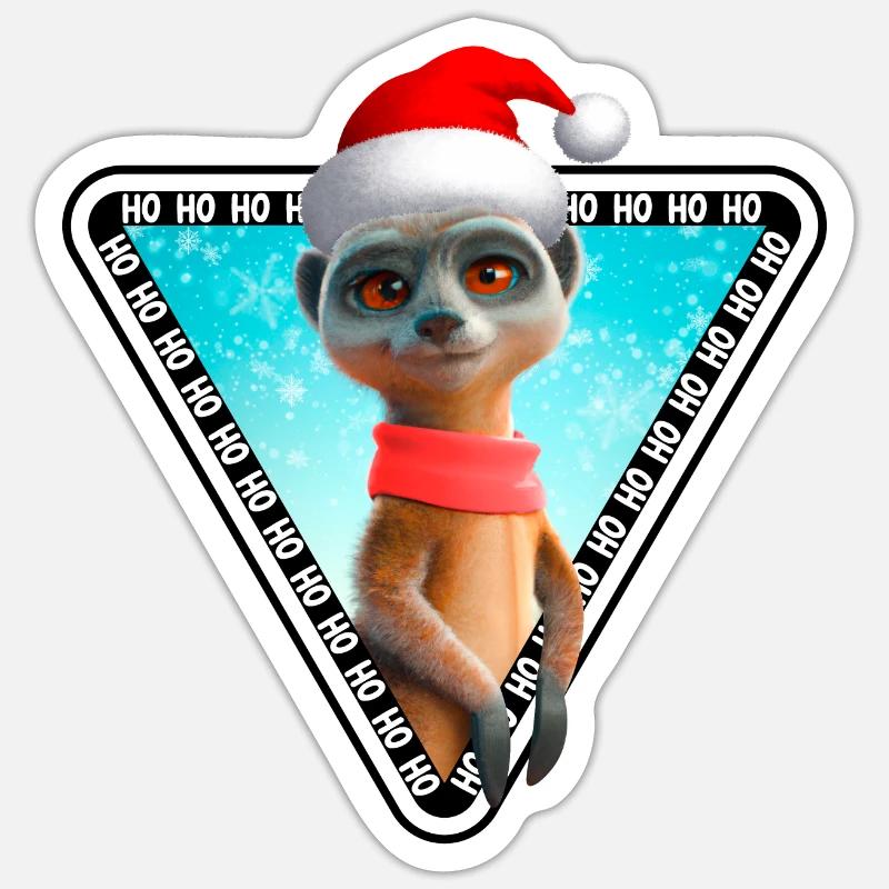 Suricate X-Mas Suricate de Noël - Sticker taille S (10 x 10 cm) - blanc mat