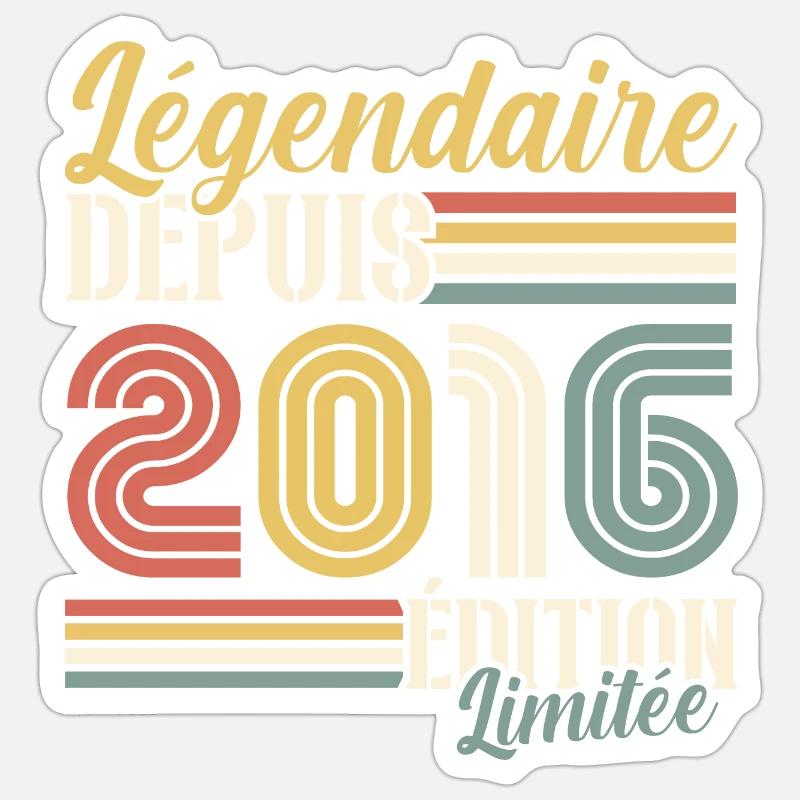 Légendaire Depuis 2016 - Sticker taille S (10 x 10 cm) - blanc mat