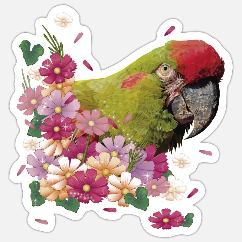 Ara à front rouge Sticker taille S (10 x 10 cm)