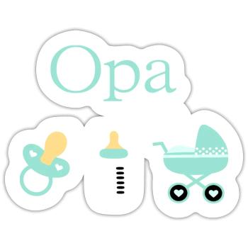 Opa Geburt Junge Vorlage personalisierbar - Sticker Größe S (10 x 10 cm) - Mattweiß - Vorne