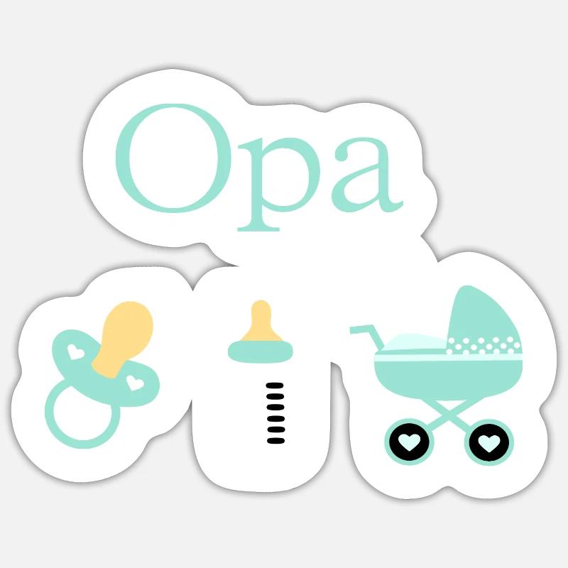 Opa Geburt Junge Vorlage personalisierbar Sticker Größe S (10 x 10 cm)
