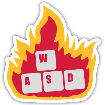 Nerd Computer WASD Clavier - Sticker taille S (10 x 10 cm) - blanc mat - Devant
