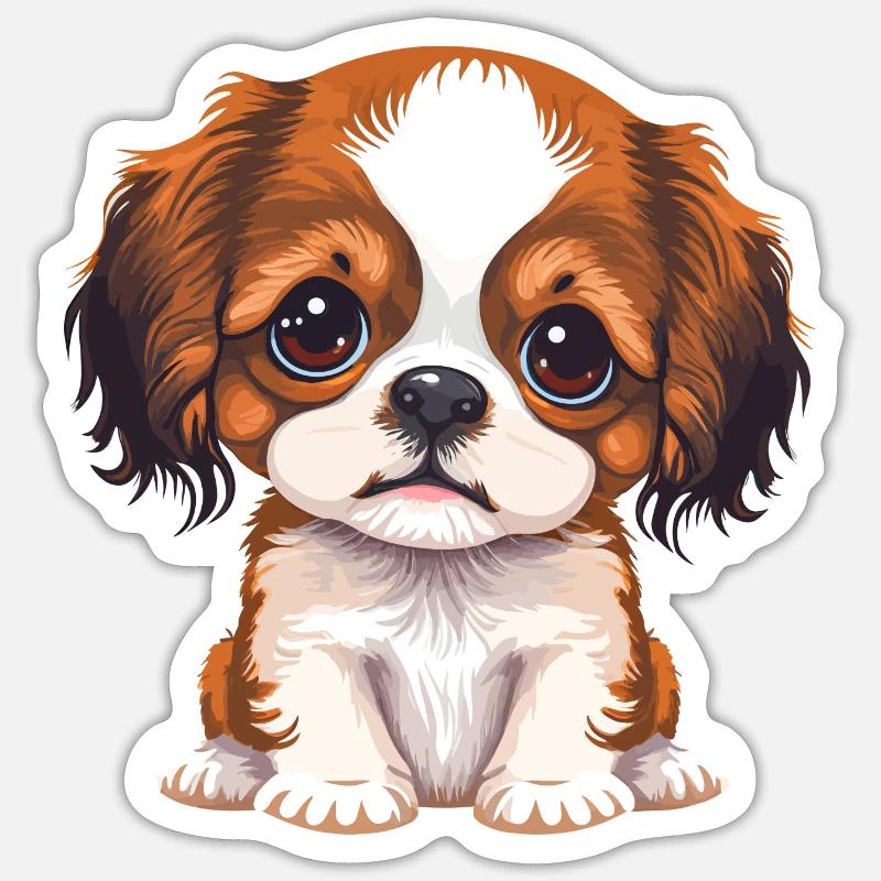 Un chiot mignon - Sticker taille S (10 x 10 cm) - blanc mat
