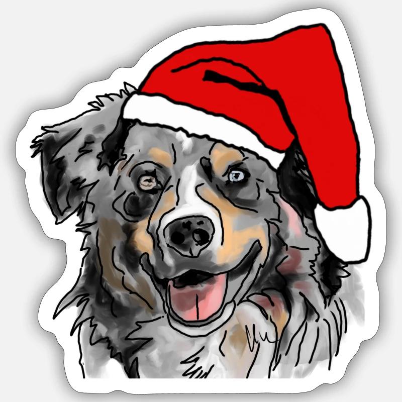 Australian Shepherd Aussie Weihnachten - Sticker Größe S (10 x 10 cm) - Mattweiß