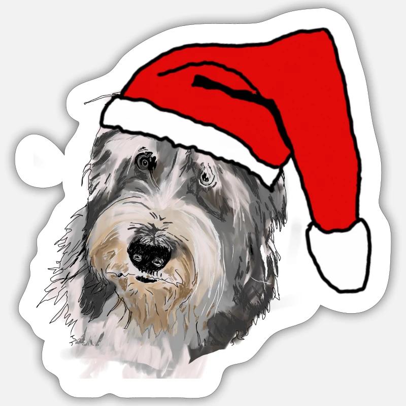 Collie barbu - Sticker taille S (10 x 10 cm) - blanc mat