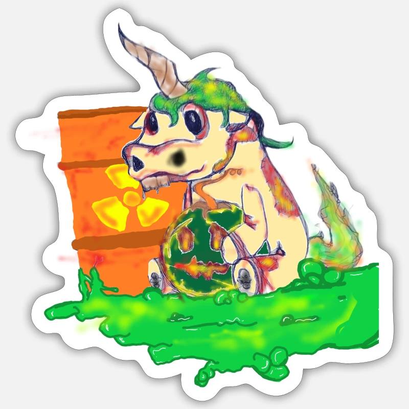 Atom Einhorn - Sticker Größe S (10 x 10 cm) - Mattweiß