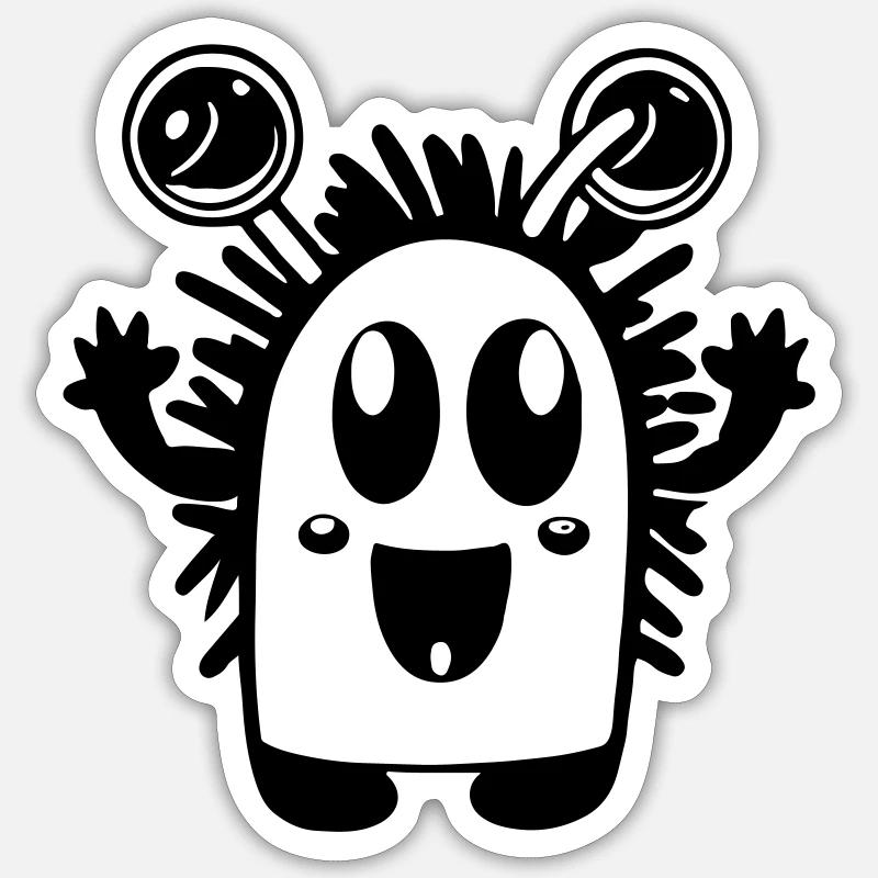 Mignon petit monstre vecteur - Sticker taille S (10 x 10 cm) - blanc mat