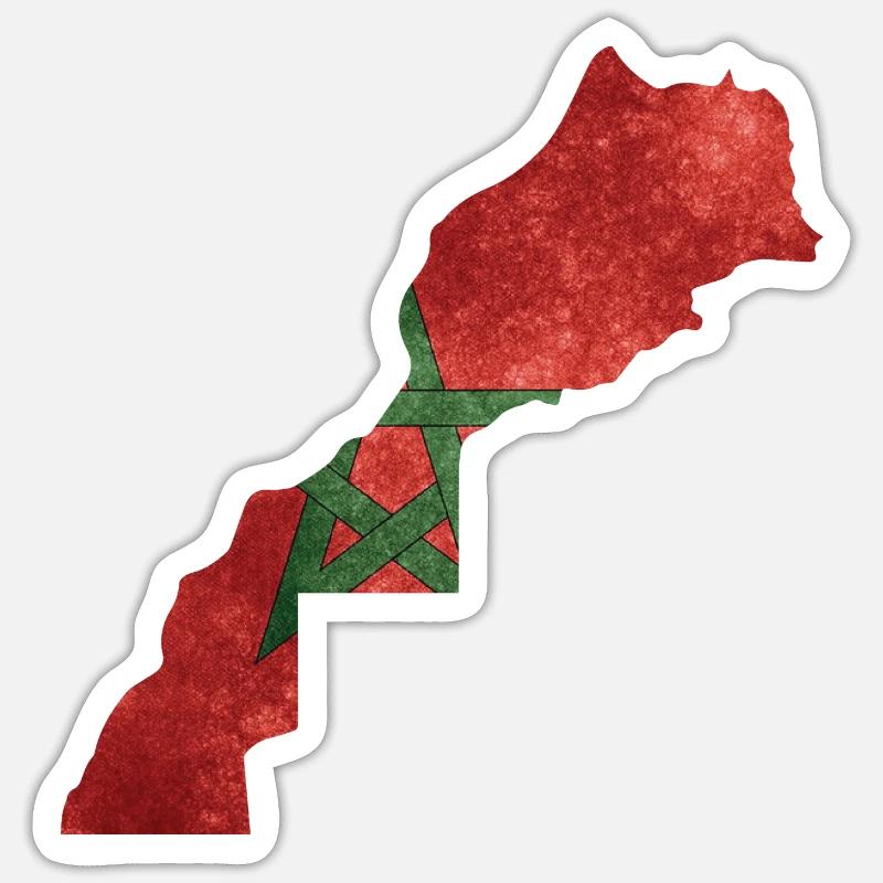 Maroc - frontière nationale dans le drapeau national Sticker taille S (10 x 10 cm)