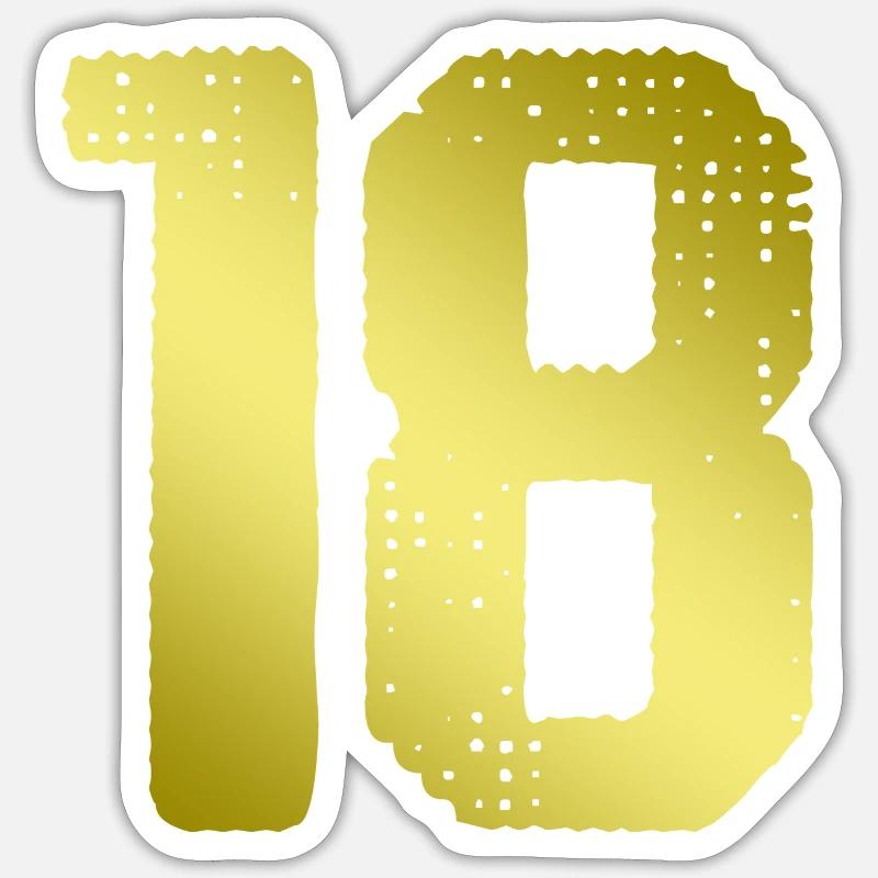 18 Number jersey - Sticker size S (10 x 10 cm) - white matte