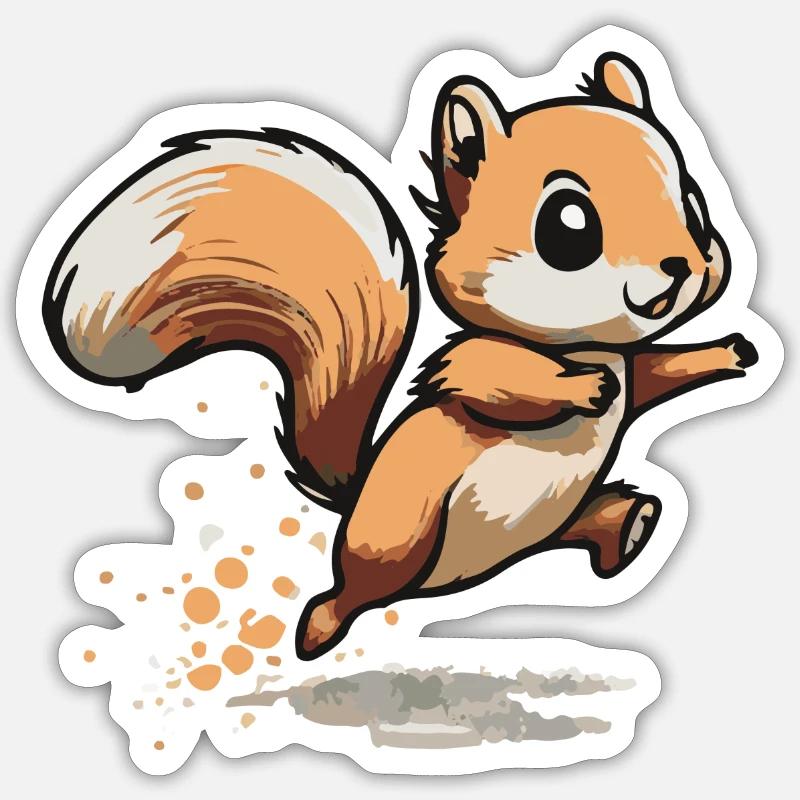 Eichhoernchen Squrirrel Comic Cute Kawaii 12 - Sticker Größe S (10 x 10 cm) - Mattweiß
