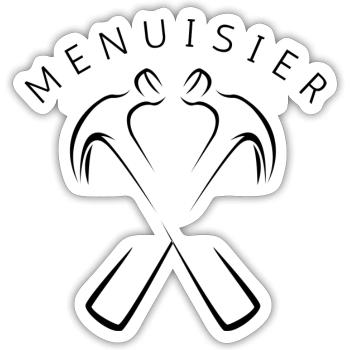 Logo menuisier 2 - Sticker taille S (10 x 10 cm) - blanc mat - Devant
