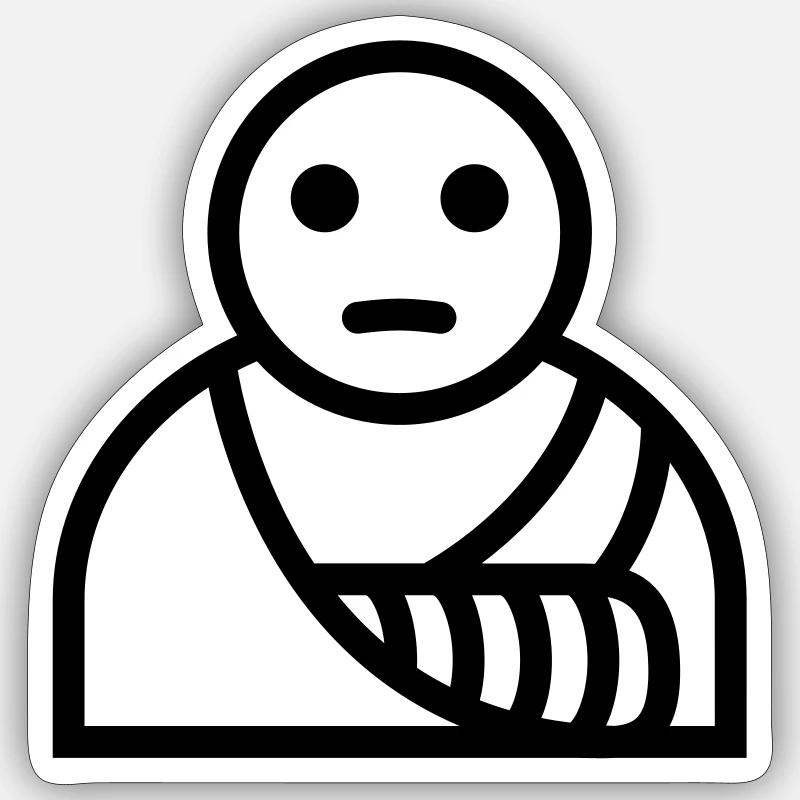 Cast bandage arm broken - Sticker size S (10 x 10 cm) - white matte