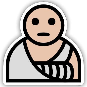 Arm gebrochen Gips Verband - Sticker Größe S (10 x 10 cm) - Mattweiß - Vorne