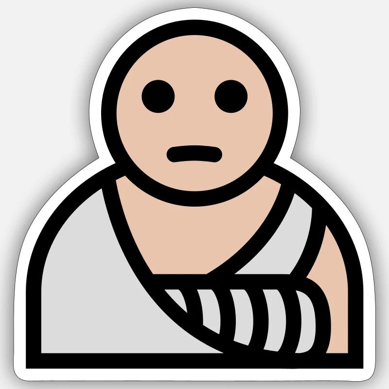 Arm gebrochen Gips Verband - Sticker Größe S (10 x 10 cm) - Mattweiß