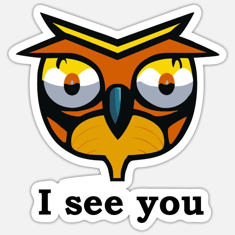 Observing owl - Sticker size S (10 x 10 cm) - white matte
