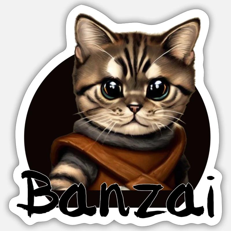 Aventure spatiale Banzai Cat Sticker taille S (10 x 10 cm)