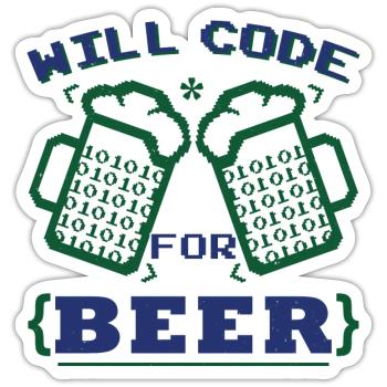 Funny Beer Coding Coder - Sticker size S (10 x 10 cm) - white matte - Front