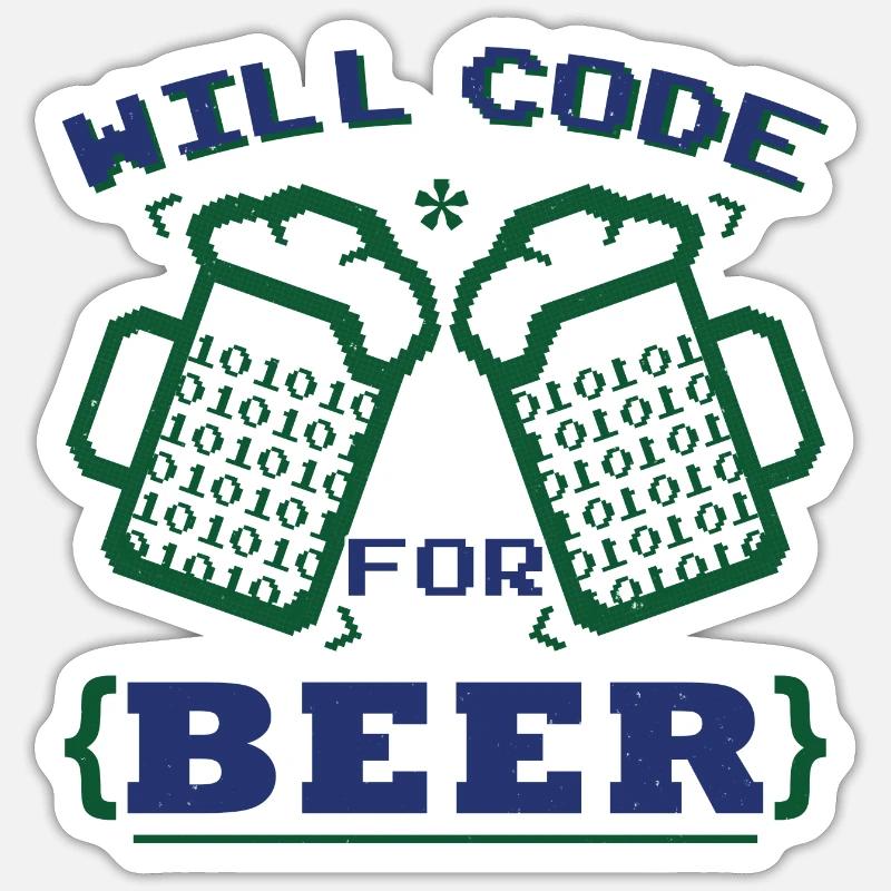 Funny Beer Coding Coder Sticker size S (10 x 10 cm)