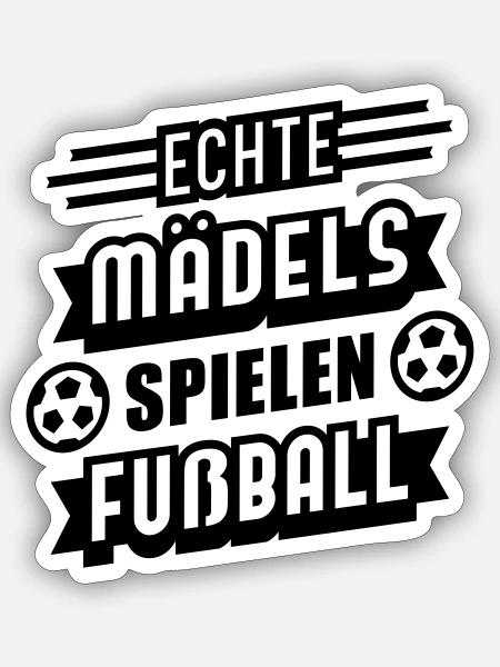 Mädels spielen Fußball (Schriftzug) - Sticker Größe S (10 x 10 cm) - Mattweiß