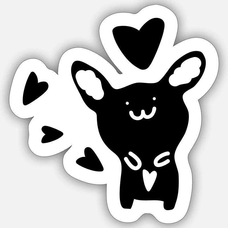 Lapin noir Sticker taille S (10 x 10 cm)